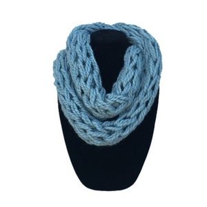 NWOT Light Blue/Gray Handknit Cozy Infinity Scarf